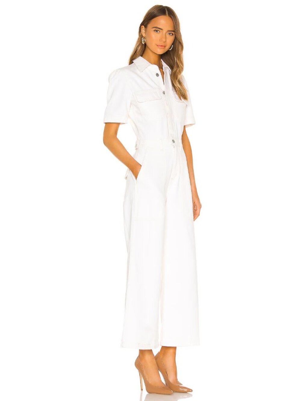NWT Citizens of Humanity Miki in White Willow Denim Jean Wide Leg Jumpsuit 4 - Picture 2 of 11